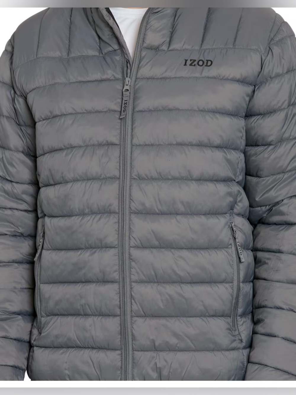 IZOD Men's Gray Packable Puffer Jacket XL NWOT
